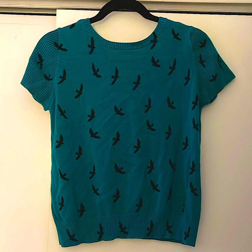 Urban Outfitters | Cooperative Scoop Back Intarsia Knit Sweater in Turquoise